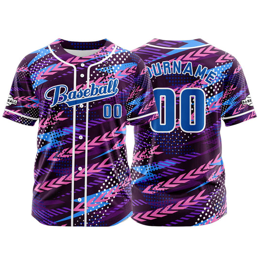 Custom Purple Button Down Baseball Jersey for Men Women Adult Youth Print Name Number Logo