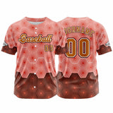 Custom Pink Button Down Baseball Jersey for Men Women Adult Youth Print Name Number Logo