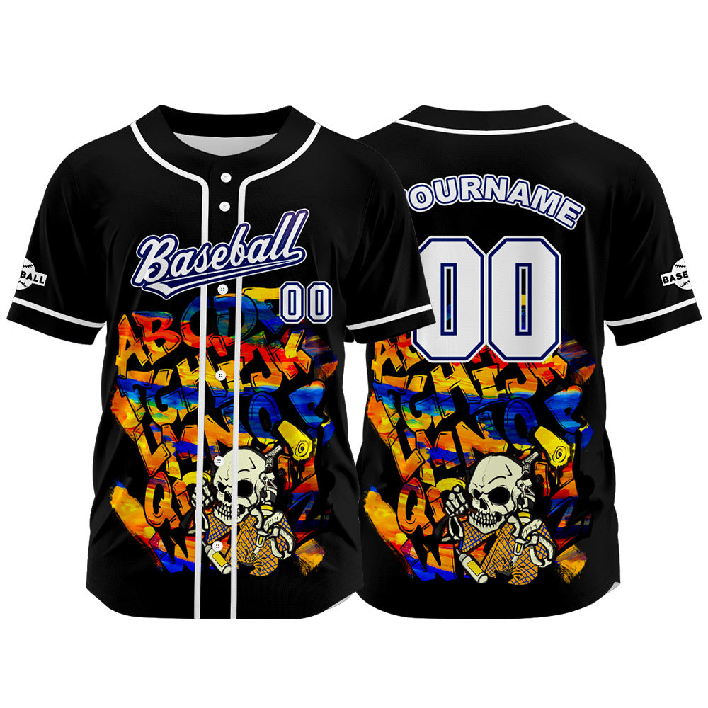 Custom Black Button Down Baseball Jersey for Men Women Adult Youth Print Name Number Logo
