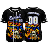 Custom Black Button Down Baseball Jersey for Men Women Adult Youth Print Name Number Logo