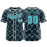 Custom Blue Button Down Baseball Jersey for Men Women Adult Youth Print Name Number Logo