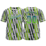 Custom Gray Green Button Down Baseball Jersey for Men Women Adult Youth Print Name Number Logo