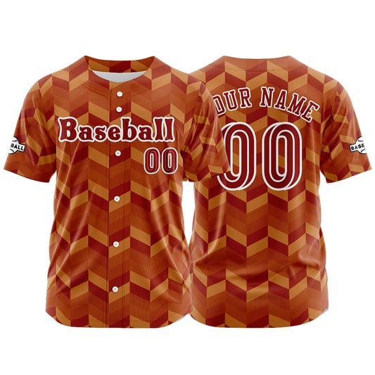 Custom Orange Button Down Baseball Jersey for Men Women Adult Youth Print Name Number Logo