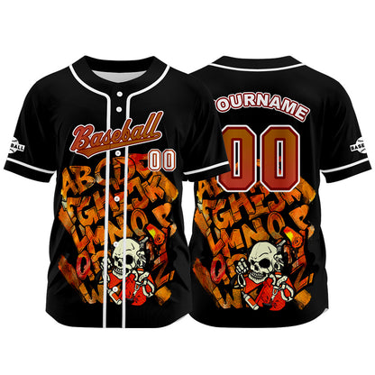 Custom Black Button Down Baseball Jersey for Men Women Adult Youth Print Name Number Logo