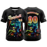Custom Black Button Down Baseball Jersey for Men Women Adult Youth Print Name Number Logo