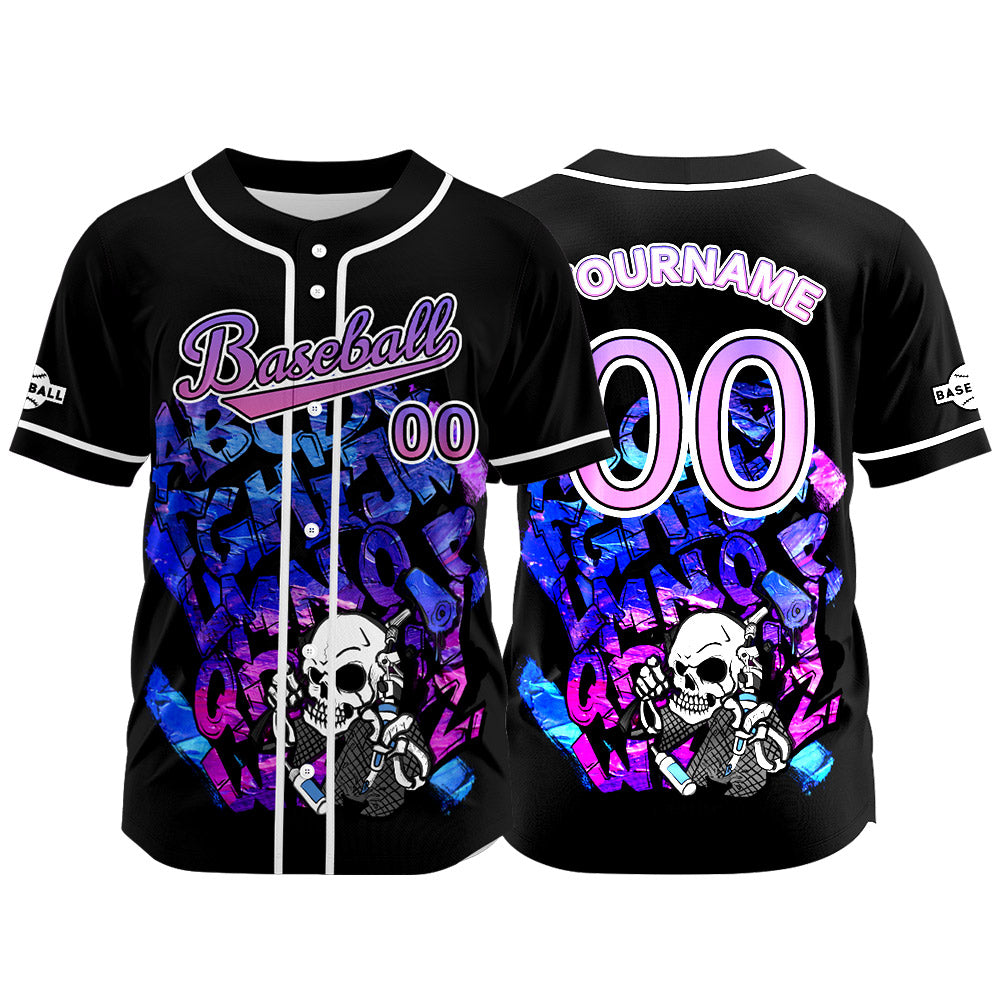 Custom Black Button Down Baseball Jersey for Men Women Adult Youth Print Name Number Logo