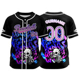 Custom Black Button Down Baseball Jersey for Men Women Adult Youth Print Name Number Logo