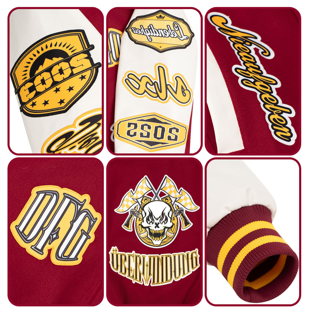 Custom Varsity Jacket Letterman jacket for Men, Women and Youth Red Cream