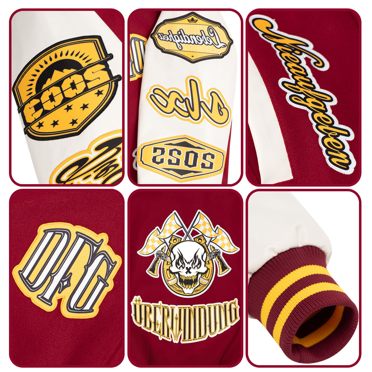 Custom Varsity Jacket Letterman jacket for Men, Women and Youth Red Cream