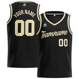 Custom Stitched Basketball Jersey for Men, Women  And Kids Black-Cream