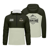 Custom Army Green Windproof Softshell  Hooded Jacket - Lightweight Full - Zip, Full Print Logos & Texts