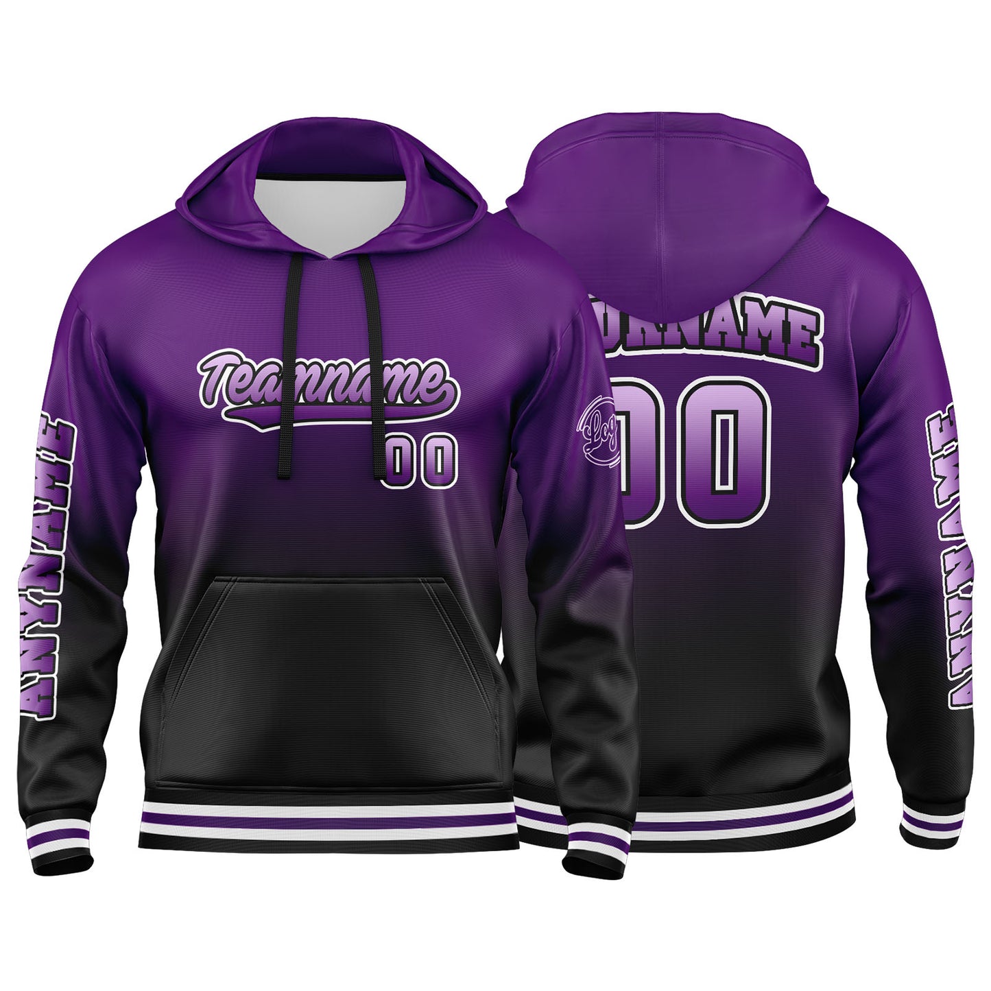 Custom Purple Black  Sweatshirt Hoodie For Men Women Girl Boy Print Your Logo Name Number