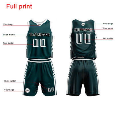 Custom Green Basketball Jersey Uniform Suit Printed Your Logo Name Number