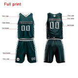Custom Green Basketball Jersey Uniform Suit Printed Your Logo Name Number