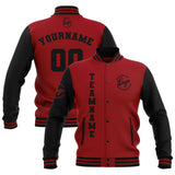 Custom Black Red Waterproof Varsity Jackets Personalized Stitched Name Number Logo to Letterman Jackets