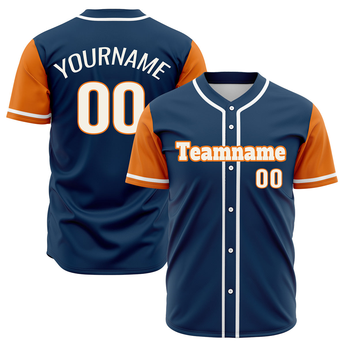 Custom Dark Blue Orange Hip Hop Baseball Jersey Stitched Printed - Personalized Name Number Shirts #BB-0919-0051