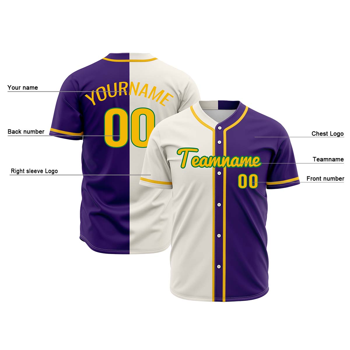 Custom Off White Purple Hip Hop Baseball Jersey Stitched Printed - Personalized Name Number Shirts #BB-0919-0072