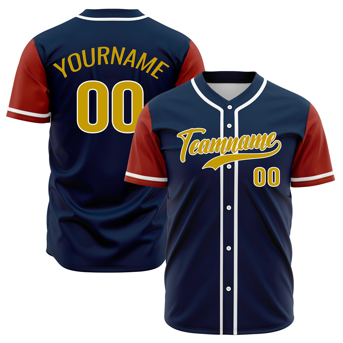 Custom Dark Blue Red Hip Hop Baseball Jersey Stitched Printed - Personalized Name Number Shirts #BB-0919-0054