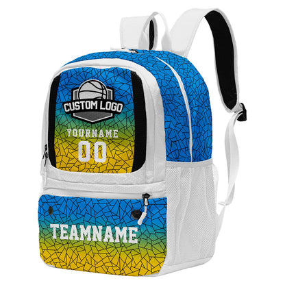 Custom Blue yellow Basketball Soccer Backpack Personalized Player Names - Numbers & Team Logo #150-BP-0914-0010