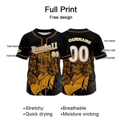 Custom Black Baseball Jersey Print Personalized Name, Number and Logo