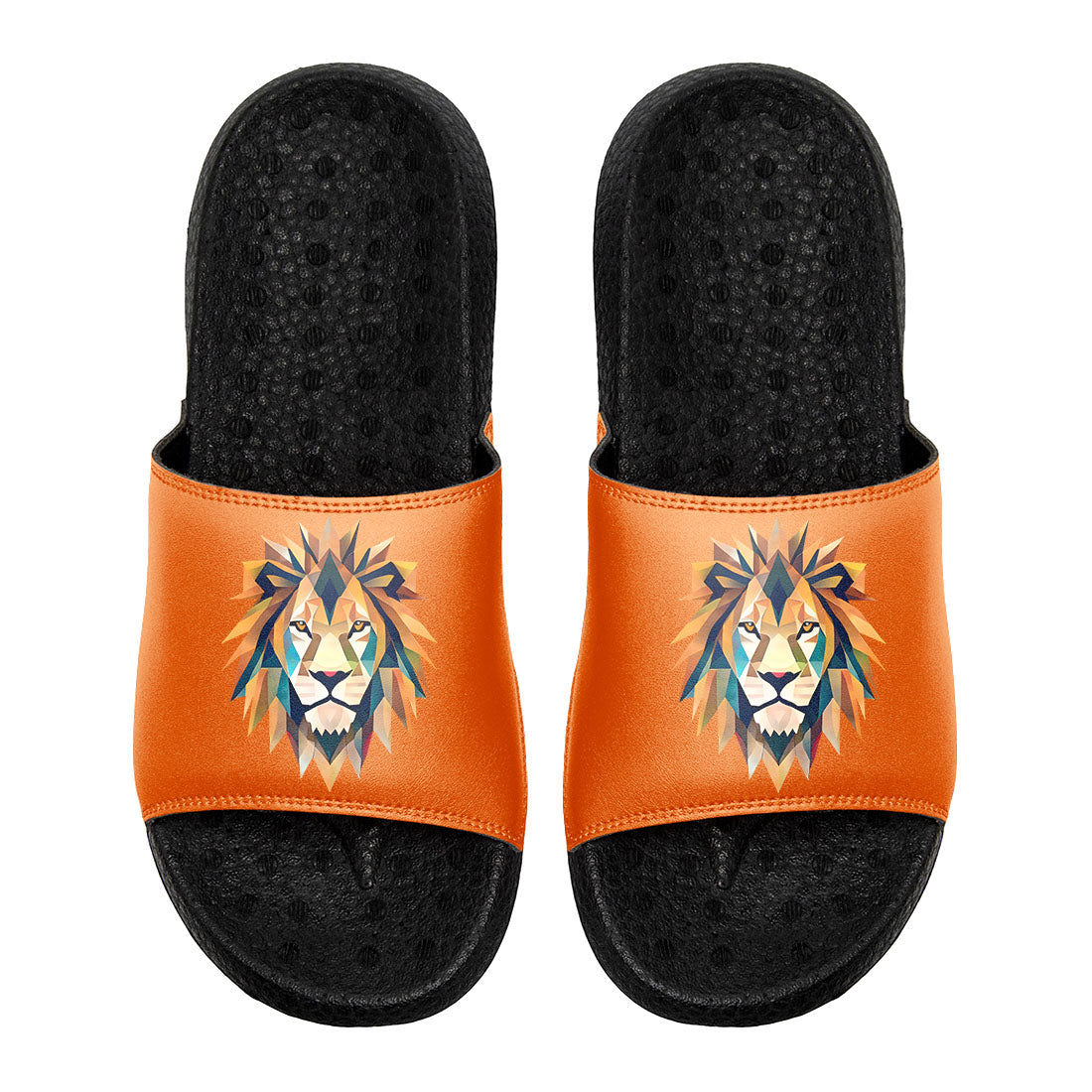 Customized basketball slippers with added patterns, name number logo