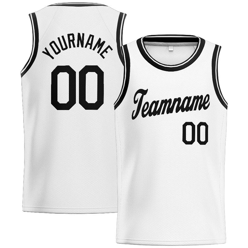 Custom Stitched Basketball Jersey for Men, Women And Kids White-Black