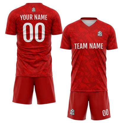 Custom Red Soccer Uniform Jersey Kids Adults Personalized Set Jersey Shirt