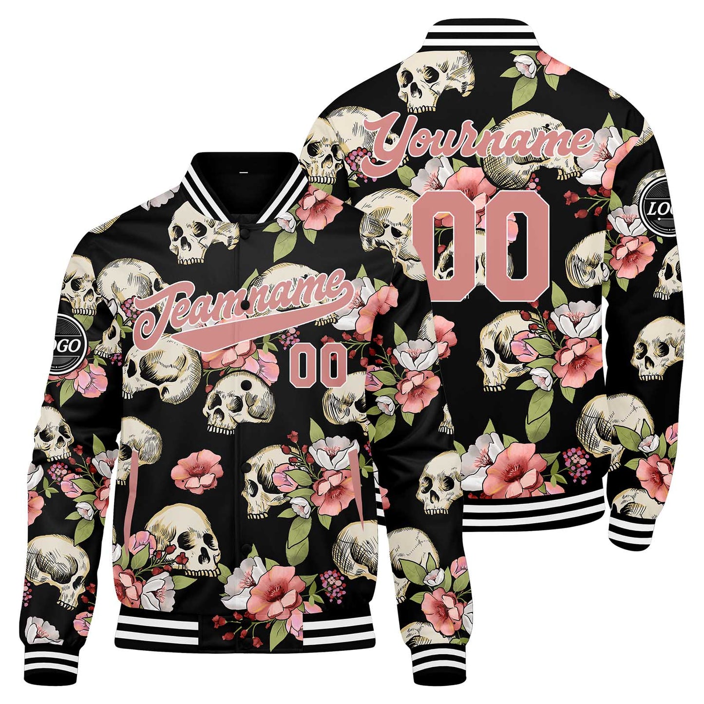 Custom Peach Blossom Varsity Jacket for Men Women and Youth with Personalized Letterman Jacket