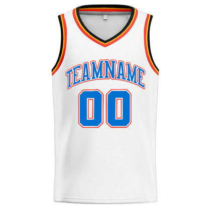 Custom Stitched Basketball Jersey for Men, Women And Kids White-Blue-Orange-Navy