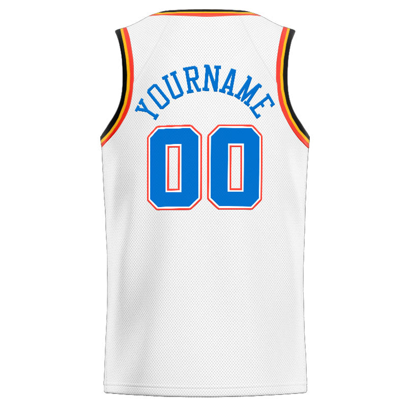 Custom Stitched Basketball Jersey for Men, Women And Kids White-Blue-Orange-Navy