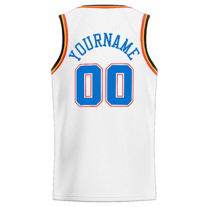 Custom Stitched Basketball Jersey for Men, Women And Kids White-Blue-Orange-Navy