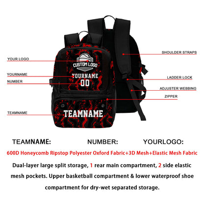 Custom Red Black Basketball Soccer Backpack Personalized Player Names - Numbers & Team Logo #150-BP-0914-0018