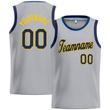 Custom Stitched Basketball Jersey for Men, Women And Kids Gray-Navy-Yellow