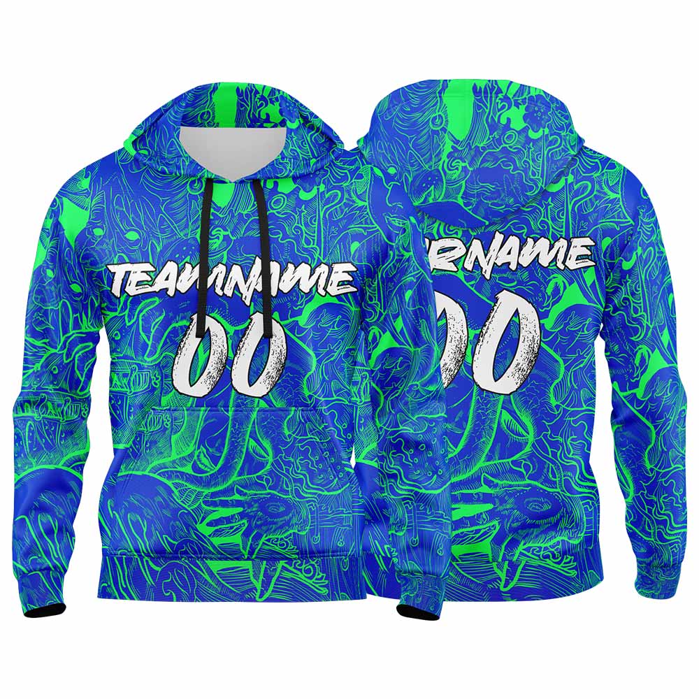 Custom Sweatshirt Hoodie For Man Woman Girl Boy Print Your Logo Name Number Royal-Green