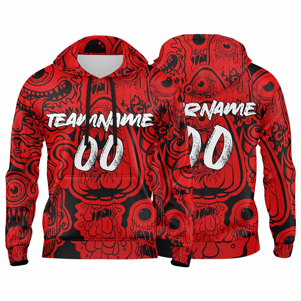Custom Sweatshirt Hoodie For Man Woman Girl Boy Print Your Logo Name Number Red