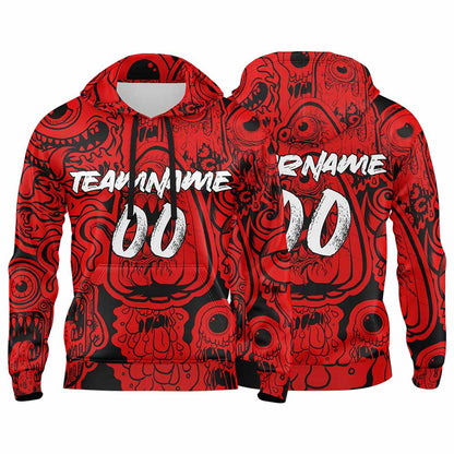 Custom Sweatshirt Hoodie For Man Woman Girl Boy Print Your Logo Name Number Red