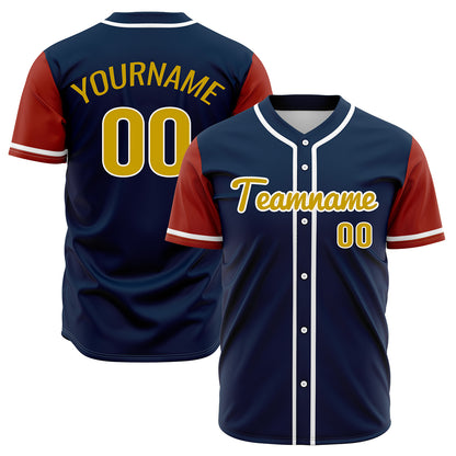 Custom Dark Blue Red Hip Hop Baseball Jersey Stitched Printed - Personalized Name Number Shirts #BB-0919-0054