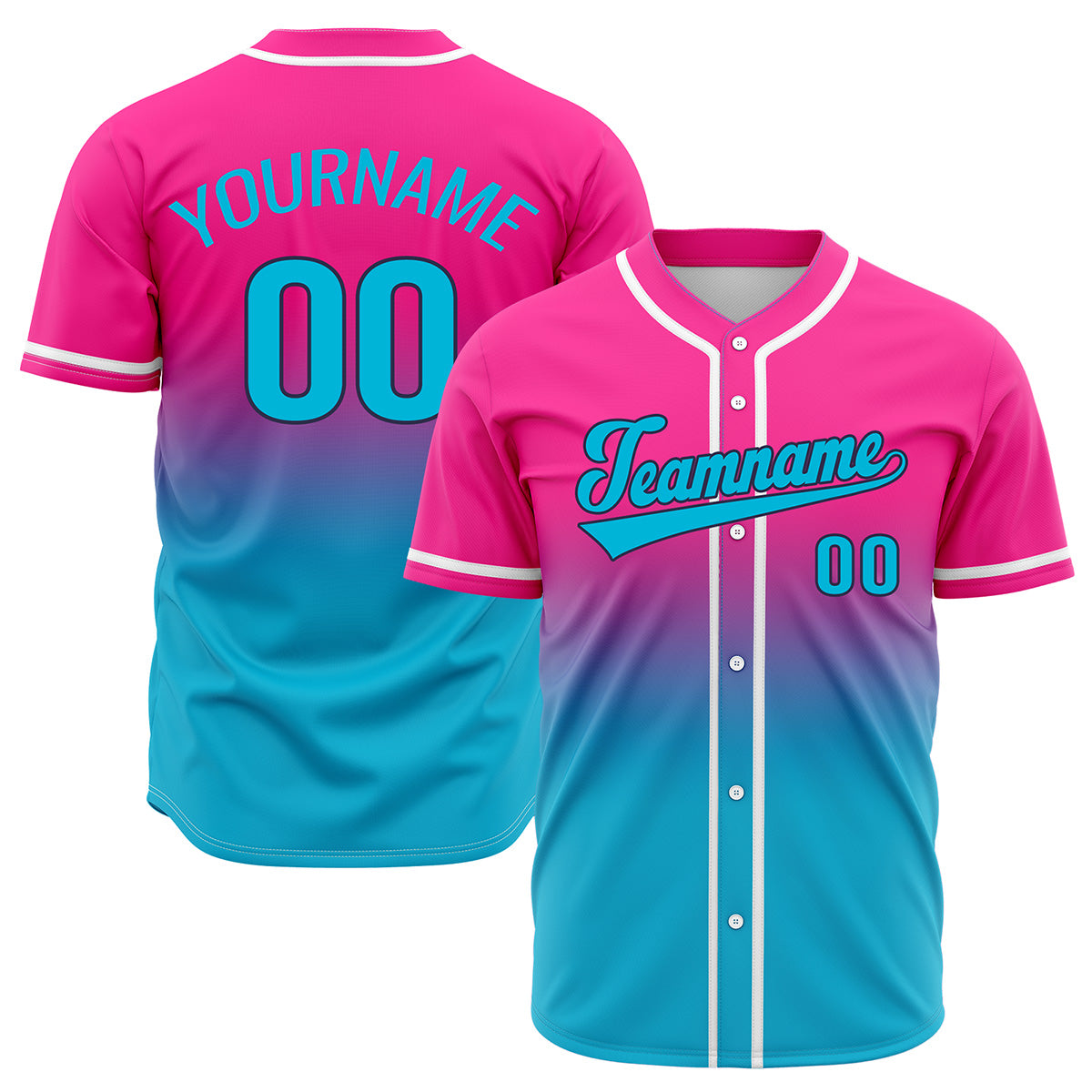 Custom Pink Cyan Hip Hop Baseball Jersey Stitched Printed - Personalized Name Number Shirts #BB-0919-0083