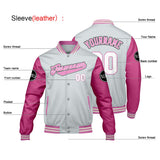 Custom Light Gray Pink Varsity Jackets for Men Women Youth Personalized Letterman Jackets