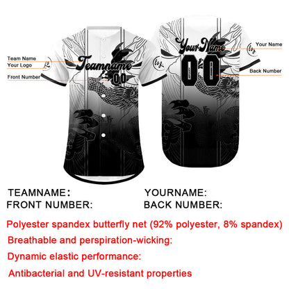Custom White Black Baseball Jersey Personalized Gradient Team Uniforms Shirt with Name Number