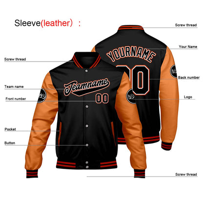 Custom Black Orange Varsity Jackets for Men Women Youth Personalized Letterman Jackets
