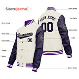 Custom Cream White Purple Varsity Jackets for Men Women Youth Personalized Letterman Jackets