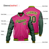 Custom Pink Green Varsity Jackets for Men Women Youth Personalized Letterman Jackets