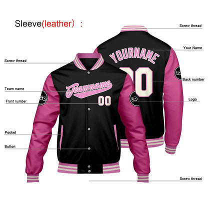 Custom Black Pink Varsity Jackets for Men Women Youth Personalized Letterman Jackets