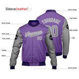 Custom Purple Light Gray Varsity Jackets for Men Women Youth Personalized Letterman Jackets