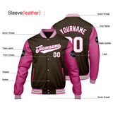 Custom Brown Pink Varsity Jackets for Men Women Youth Personalized Letterman Jackets