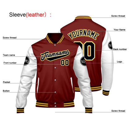 Custom Red White Varsity Jackets for Men Women Youth Personalized Letterman Jackets