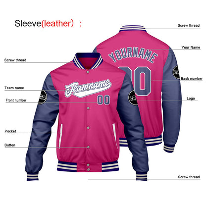 Custom Pink Purple Varsity Jackets for Men Women Youth Personalized Letterman Jackets