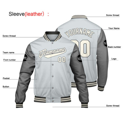 Custom Gray Varsity Jackets for Men Women Youth Personalized Letterman Jackets