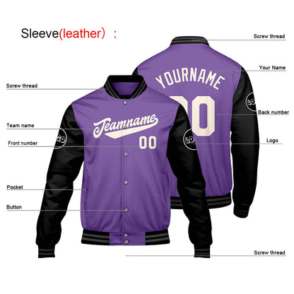 Custom Purple Black Varsity Jackets for Men Women Youth Personalized Letterman Jackets